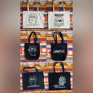 Brain Dead Studios Fabrications Tote Bag Lot A.P.C. Unity Los Angeles 3 Bags